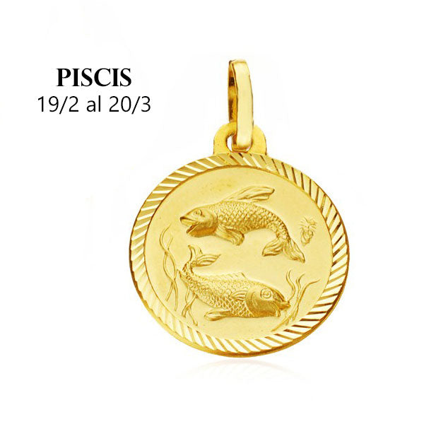 Comprar Colgante de oro 18K. medalla horoscopo piscis 20mm para mujer online precios baratos, comprar Colgante de oro 18K. medalla horoscopo 20mm para mujer en Mallorca
