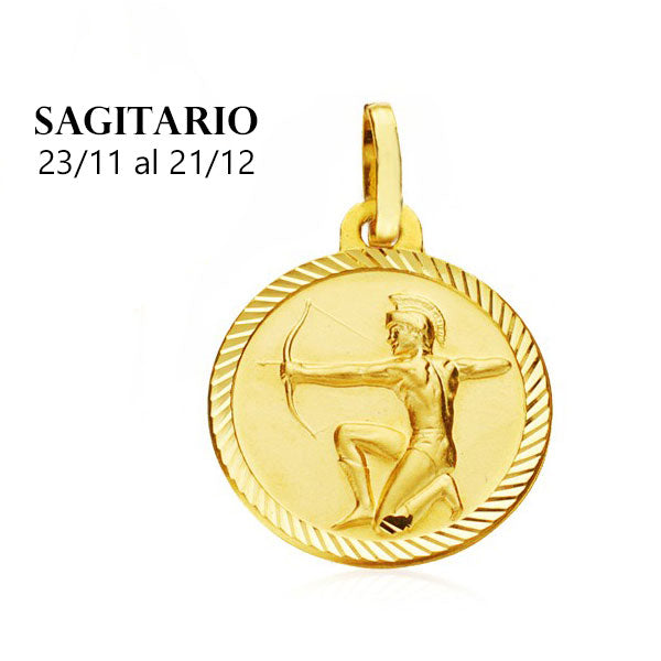 Comprar Colgante de oro 18K. medalla horoscopo sagitario 20mm para mujer online precios baratos, comprar Colgante de oro 18K. medalla horoscopo 20mm para mujer en Mallorca