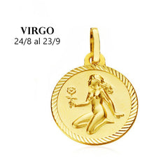 Comprar Colgante de oro 18K. medalla horoscopo virgo 20mm para mujer online precios baratos, comprar Colgante de oro 18K. medalla horoscopo 20mm para mujer en Mallorca