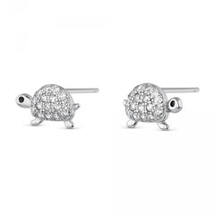 Pendientes de plata de ley tortugas con circonitas para mujer