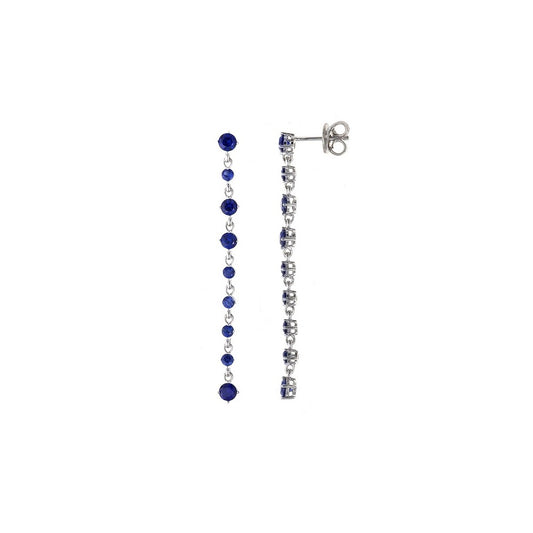 Pendientes SALVATORE Plata largos con circonitas zafiro para mujer
