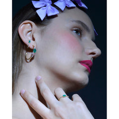 Pendientes aros Salvatore plata dorada con topacio y amazonita para mujer