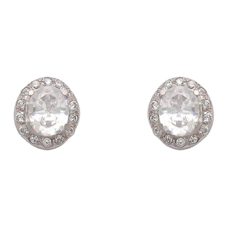 Pendientes en Oro Blanco de 18 Kl. con circonitas para mujer