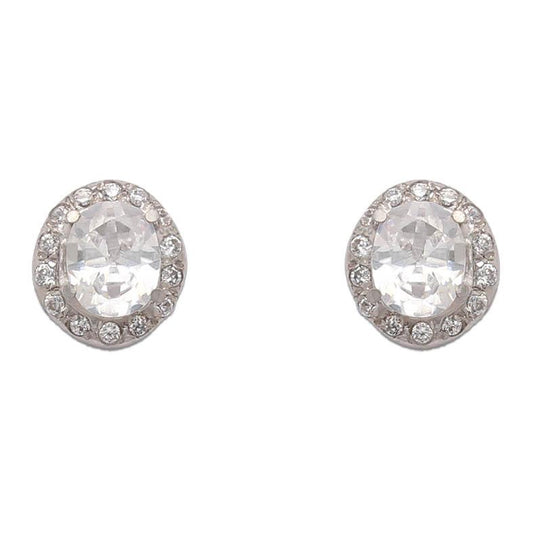 Pendientes en Oro Blanco de 18 Kl. con circonitas para mujer