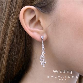 Pendientes SALVATORE Plata largos Boda con circonitas blancas para mujer