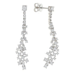 Pendientes SALVATORE Plata largos Boda con circonitas blancas para mujer