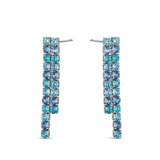 Pendientes de plata largos de plata doble riviere circonitas para mujer