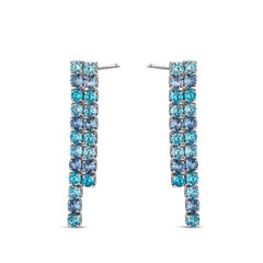 Pendientes de plata largos de plata doble riviere circonitas para mujer