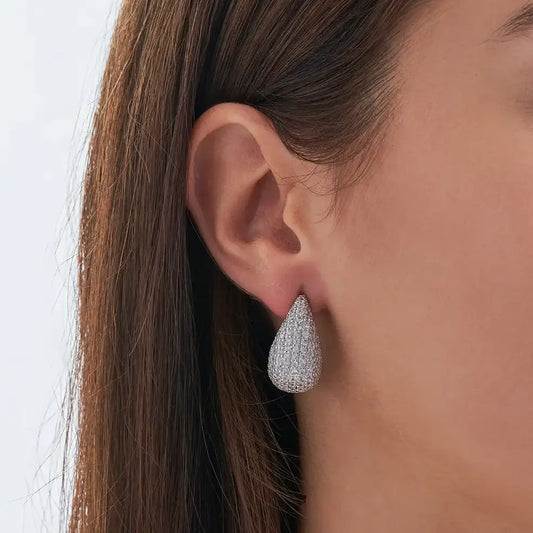 Pendientes de plata Gota con circonitas para mujer