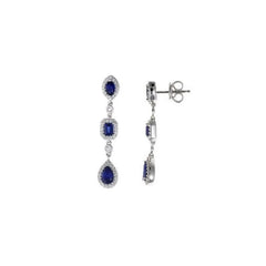 Pendientes SALVATORE Plata largos con circonitas blancas Azul para mujer