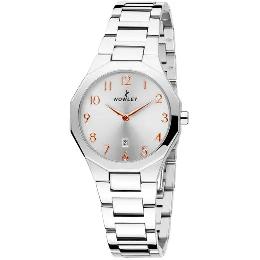 Reloj Nowley prisma plano acero dial rosado para mujer