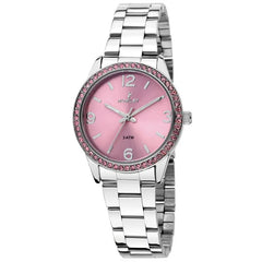 Reloj NOWLEY CHIC acero esfera rosada cristales rosa para mujer