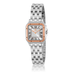 Reloj Marea cuadrado acero bisel rosa tipo cartier para mujer