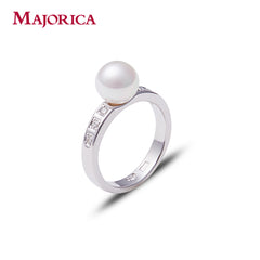 Anillo Majorica perla blanca 7 mm con circonitas para mujer