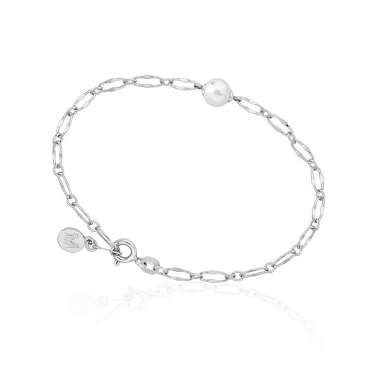 Pulsera de cadena de plata MAJORICA con perla blanca para mujer