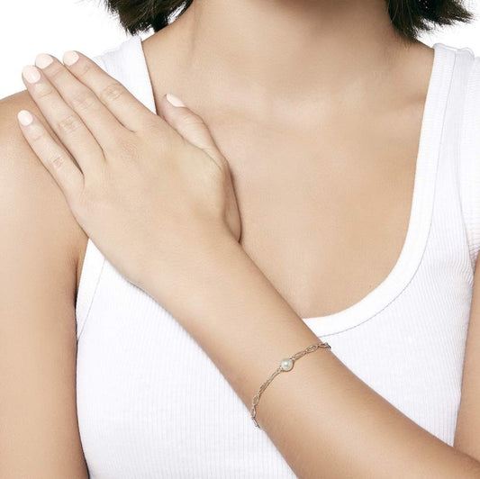 Pulsera de cadena de plata MAJORICA con perla blanca para mujer