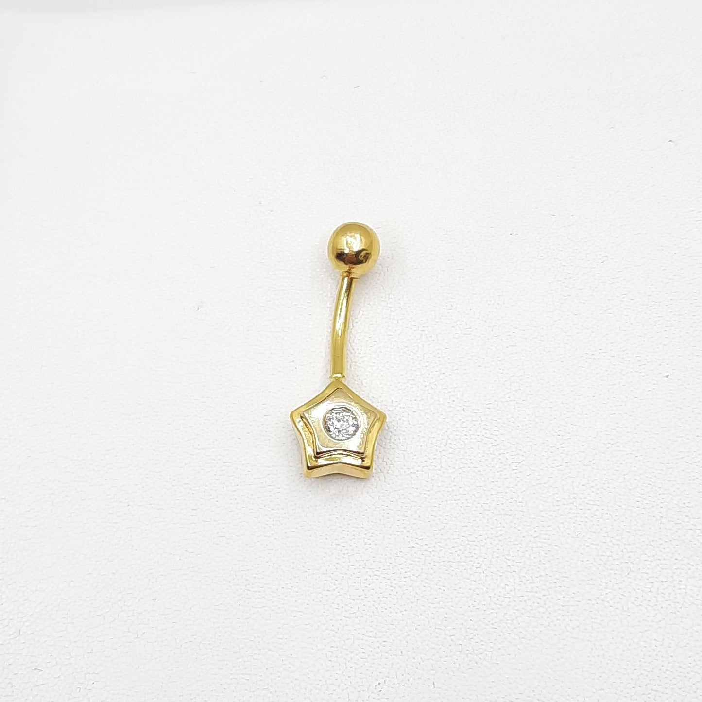 Piercing de oro 18k ombligo estrella con circonita para mujer