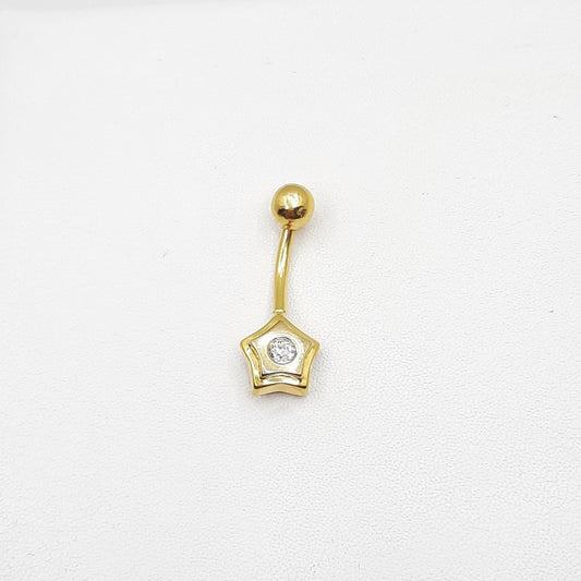 Piercing de oro 18k ombligo estrella con circonita para mujer