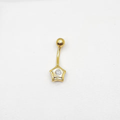 Piercing de oro 18k ombligo estrella con circonita para mujer
