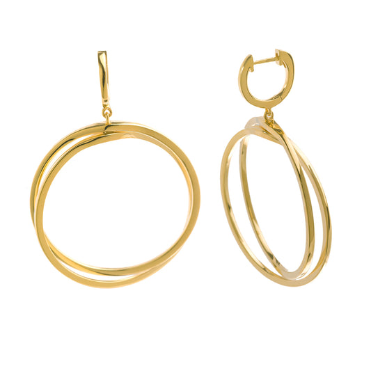 Pendientes aro Plata dorada Salvatore doble circulo para mujer