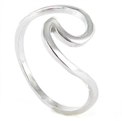 Anillo de plata de Ley rodiada con forma de ola para mujer