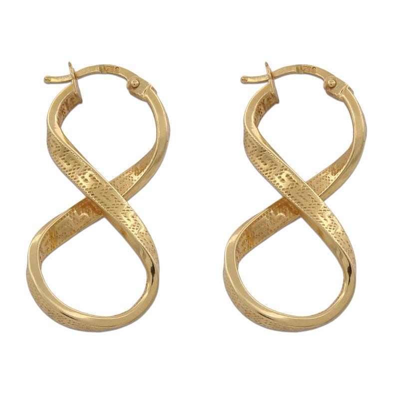 Pendientes de oro 18k forma de Infinito con greca 40mm para mujerr