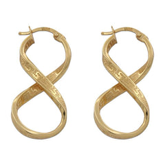 Pendientes de oro 18k forma de Infinito con greca 40mm para mujerr