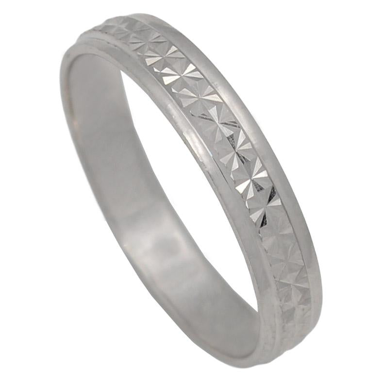 ALIANZA TALLADA ORO BLANCO DE 18KL - 4MM - Joyeria Zeller