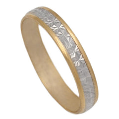 Alianza de boda Bicolor Tallada Estrella Oro 18k de 4mm de ancho