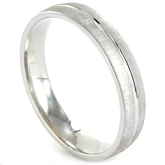 Alianza de boda Amore en plata rodiada mate centro brillo 4mm