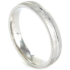 Alianza de boda Amore en plata rodiada mate centro brillo 4mm