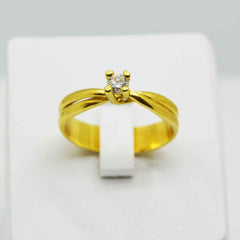 Anillo de compromiso de oro 18k con diamante Solitario para mujer