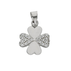 Colgante de oro Blanco 18k Trébol de corazones para mujer