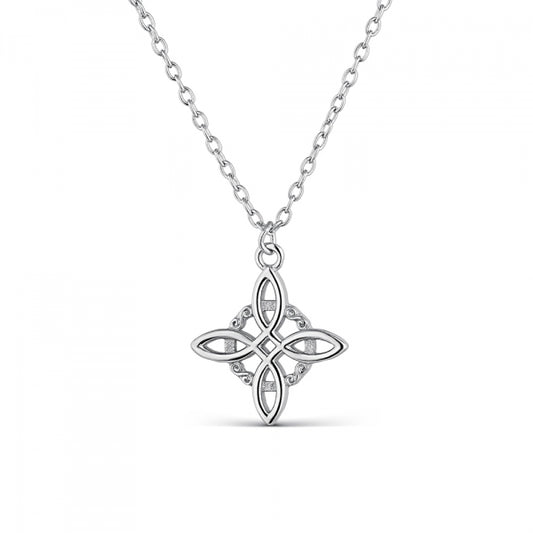 Collar de plata nudo de bruja con cadena fina para mujer