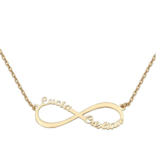 Collar oro 18k Infinito personalizado con nombre tallado para mujer