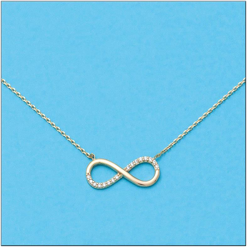 Collar oro 18K Infinito con circonitas para mujer - Joyeria Zeller