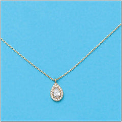 Gargantilla con colgante de oro 18k y circonitas en forma de lagrima para mujer.