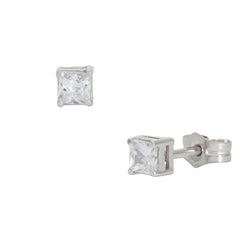 PENDIENTES ORO BLANCO 18KL - 3.5X3.5MM - Joyeria Zeller