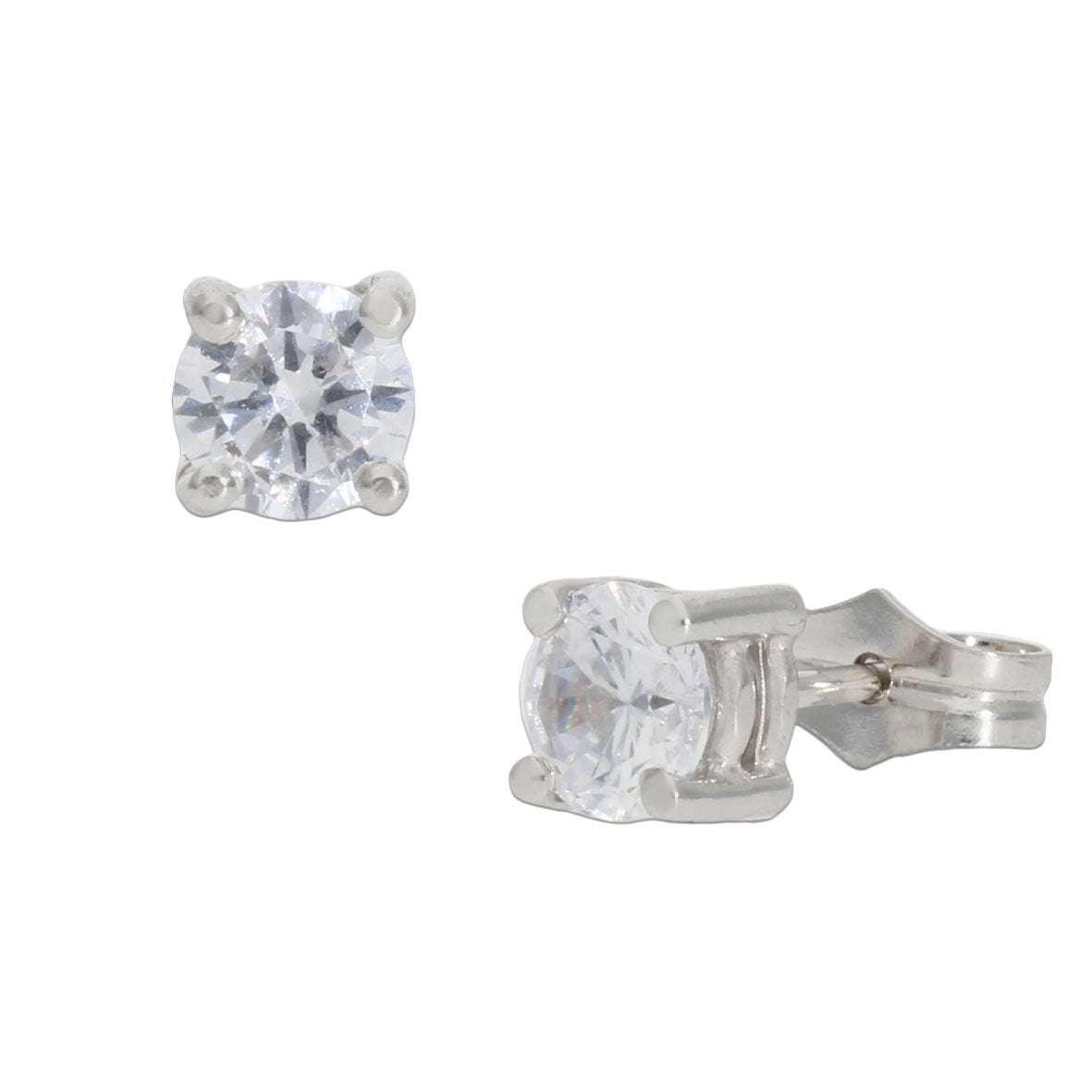 PENDIENTES ORO BLANCO 18KL CIRCONITAS - 5.50MM - Joyeria Zeller