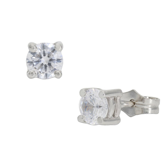 PENDIENTES ORO BLANCO 18KL CIRCONITAS - 5.50MM - Joyeria Zeller