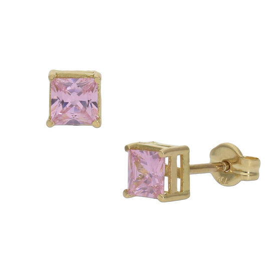 PENDIENTES ORO 18KL circonitas rosa de francia para mujer