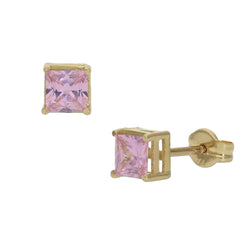 PENDIENTES ORO 18KL circonitas rosa de francia para mujer