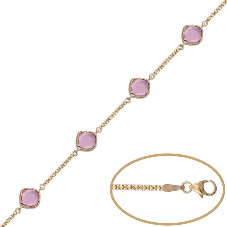 PULSERA ORO 18KL BISMARK PIEDRA ROSA - Joyeria Zeller