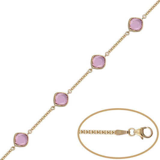 PULSERA ORO 18KL BISMARK PIEDRA ROSA - Joyeria Zeller