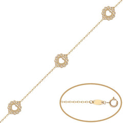 PULSERA CORAZONES ORO 18KL CIRCONITAS - Joyeria Zeller