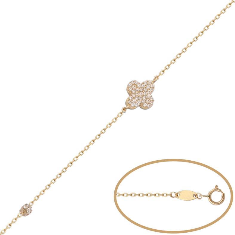 PULSERA FLOR ORO 18KL CIRCONITAS - Joyeria Zeller