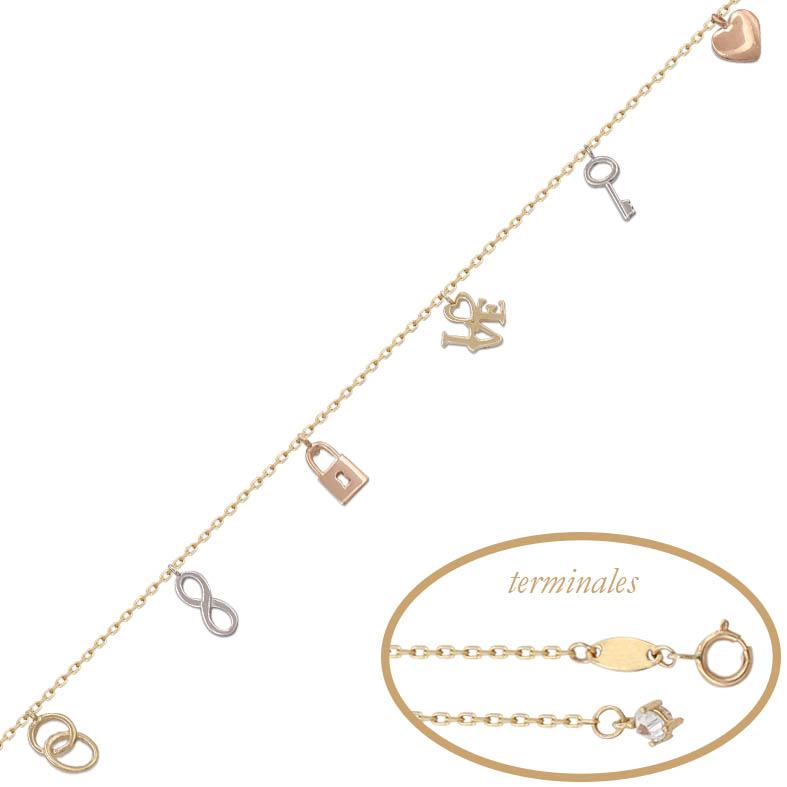 PULSERA TRICOLOR ABALORIOS ORO 18KL - Joyeria Zeller