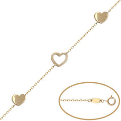 PULSERA 3 CORAZONES ORO 18KL - Joyeria Zeller