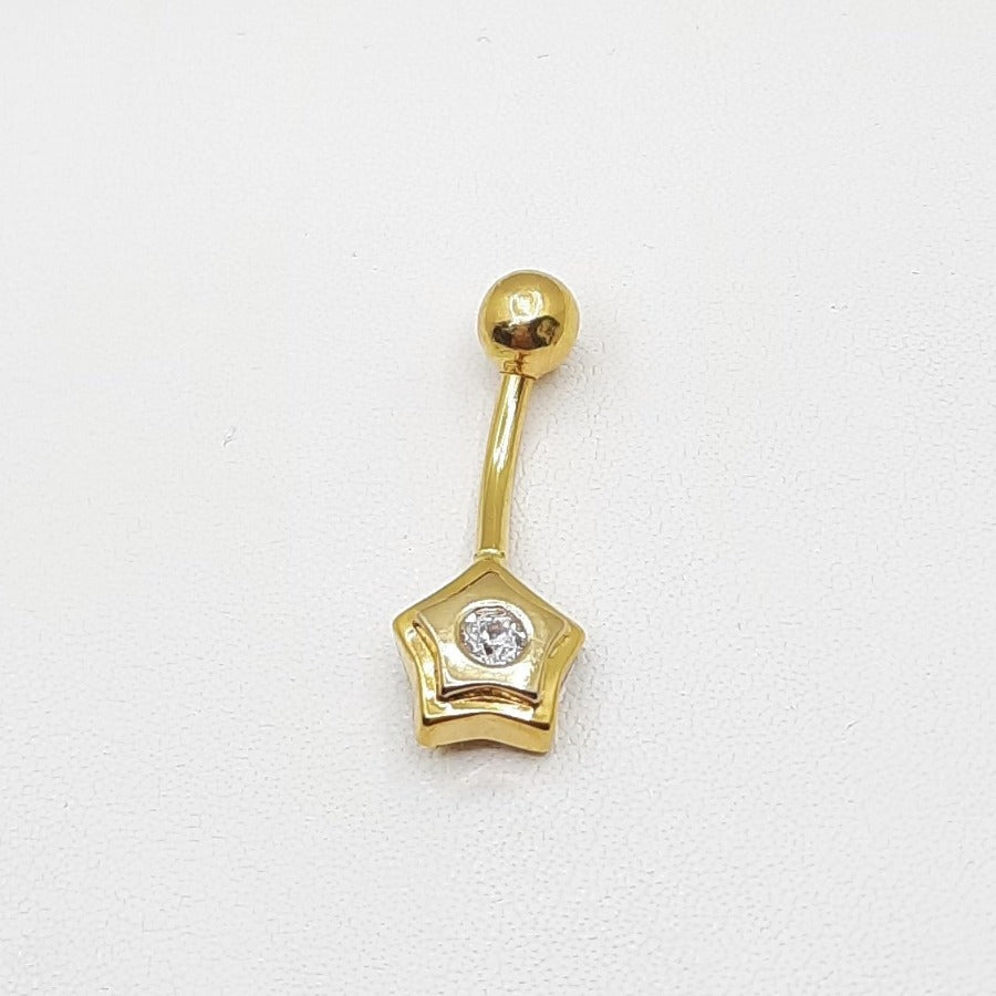 Piercing de oro 18k ombligo estrella con circonita para mujer