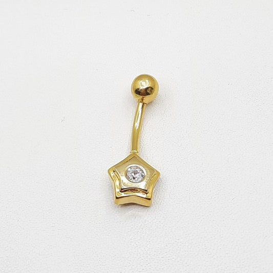 Piercing de oro 18k ombligo estrella con circonita para mujer